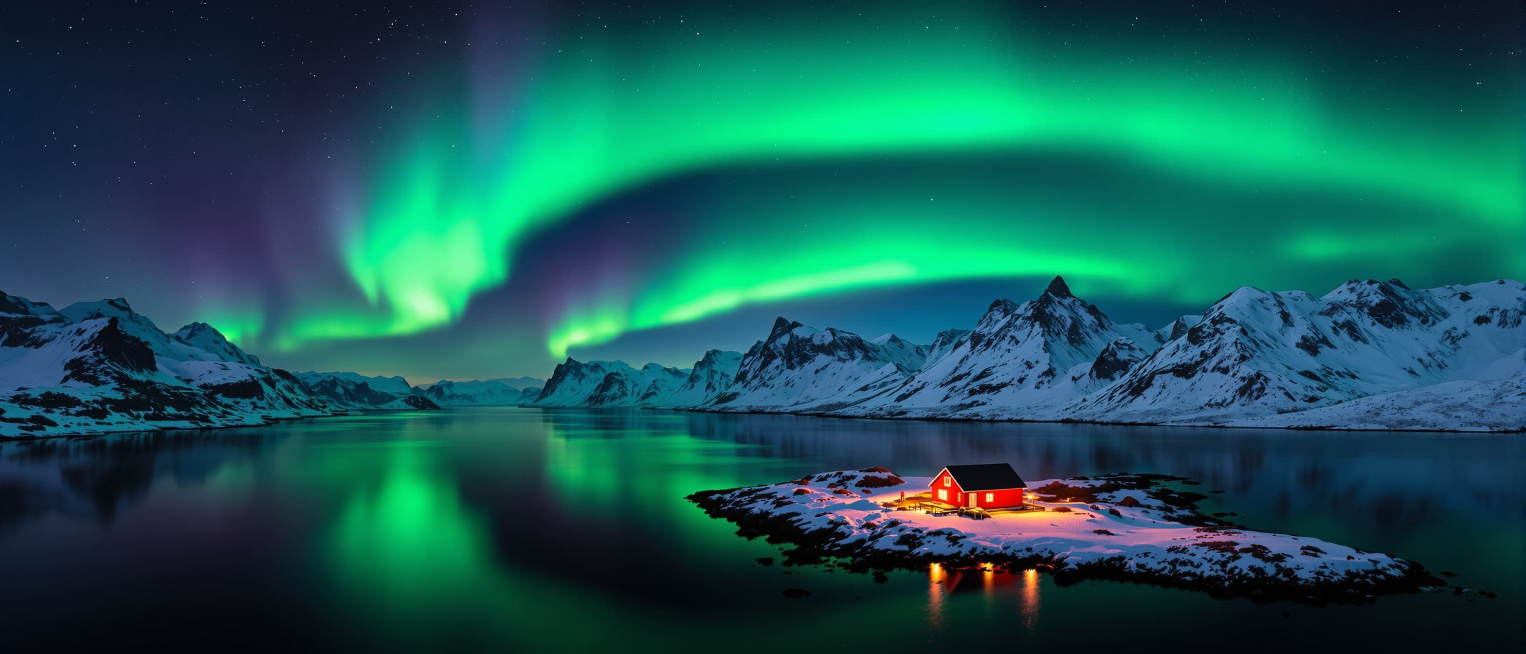 AI-generated · NordicRoam · for editorial use Aurora borealis dancing over Senja fjord at midnight